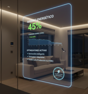 Muestra el ahorro energetico a través de la eficiencia energética.