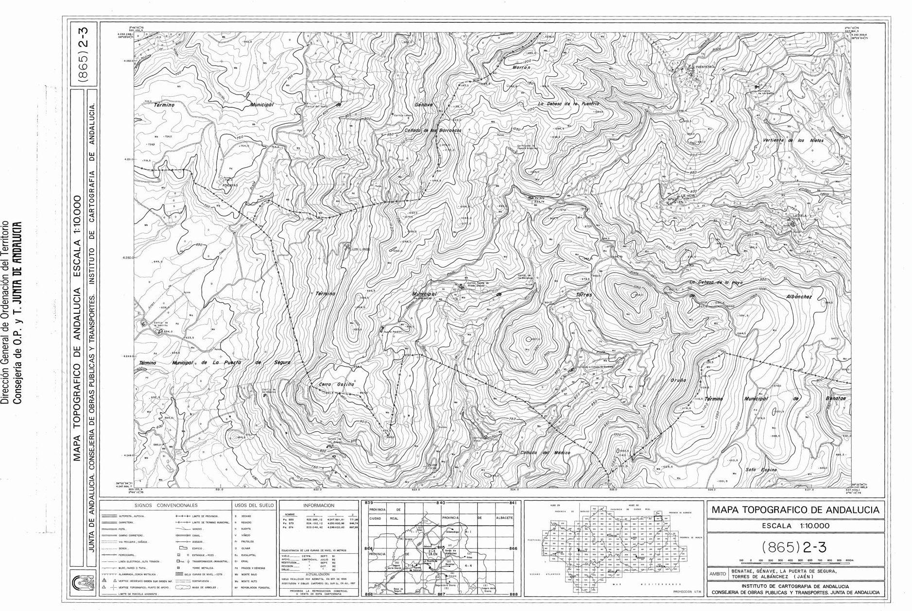 Mapa topográfico de Andalucía